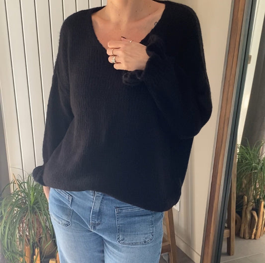 Pull Esmé col V noir
