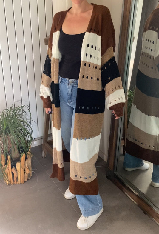 Gilet extra long chocolat
