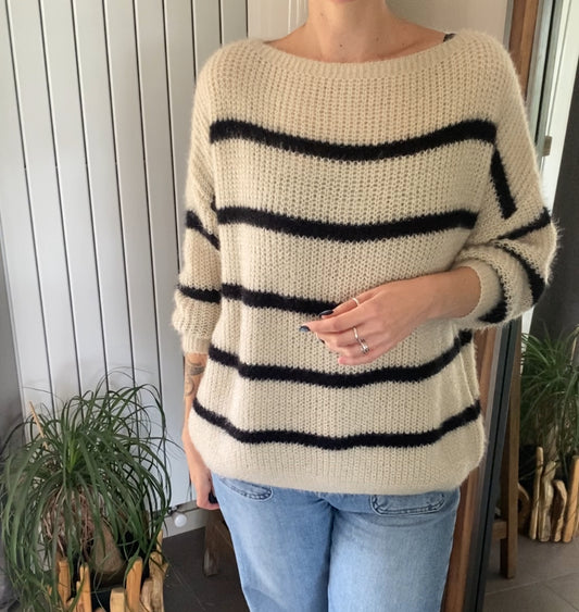 Pull Kaia rayé Beige