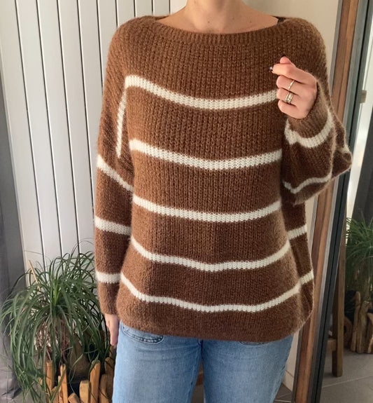 Pull Kaia rayé brun