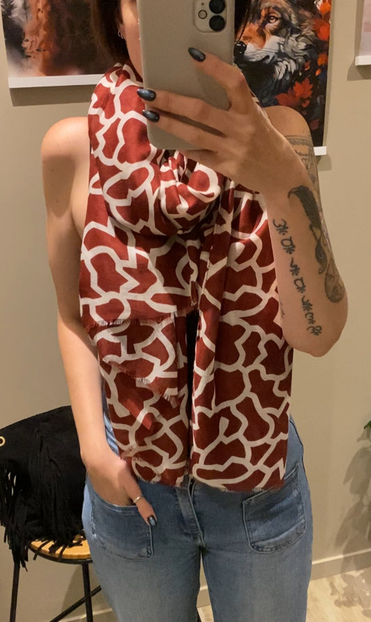 Echarpe motifs Animaliers bordeaux