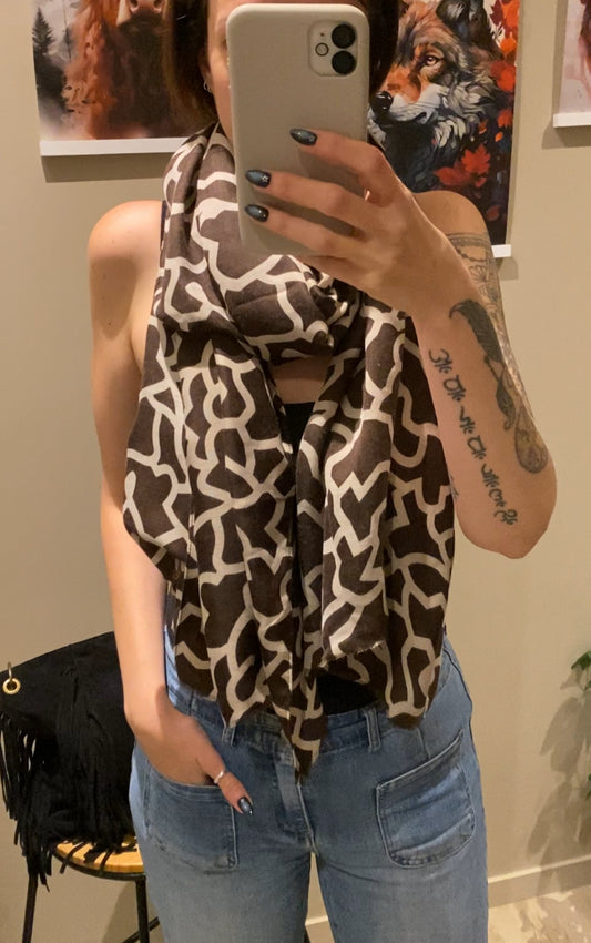 Echarpe motifs Animaliers marron