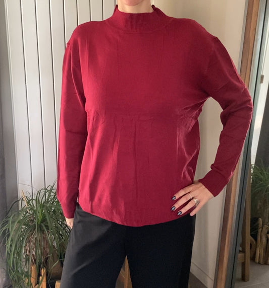 Pull fin bordeaux