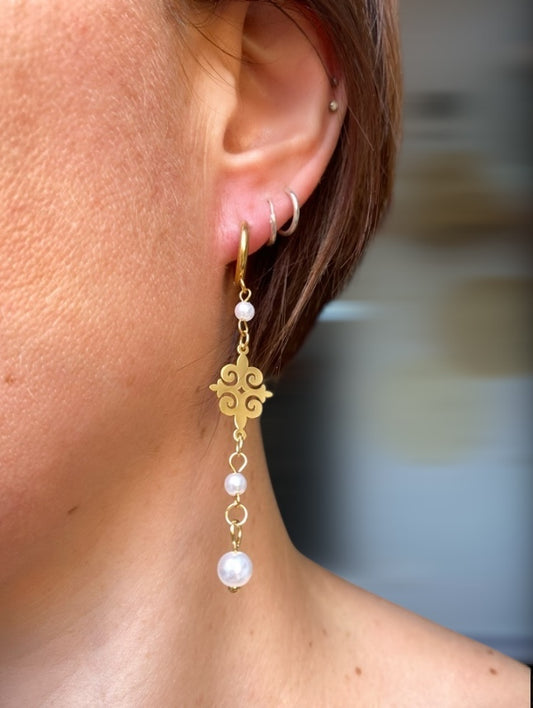 Boucles pampilles or & perle